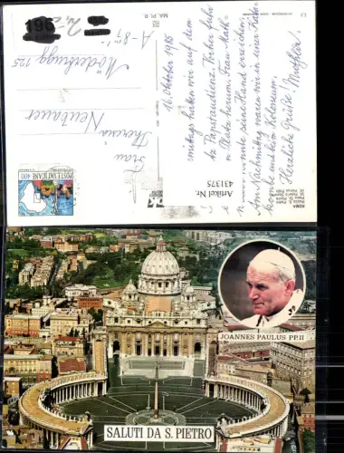 431375,Saluti da S. Pietro Peterskirche Dom Vatikan Roma Papst Johannes Paul II Religion