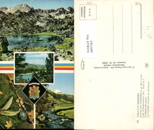 449781,Andorra Cretes des Pessons et un des Lacs See Fische Mehrbildkarte