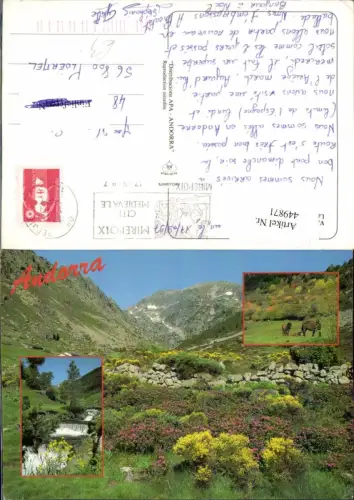 449871,Andorra La primavera a la Vall Incles Landschaft Pferde Bach Mehrbildkarte