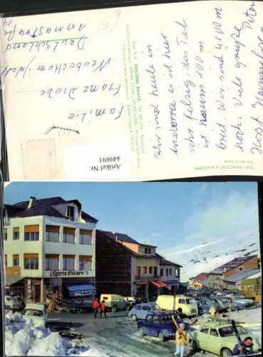 449891,Andorra Pas de la Casa Pass Geschäfte Winterbild