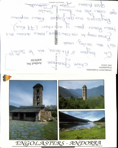449920,Andorra Engolasters See Kirche Turm Mehrbildkarte