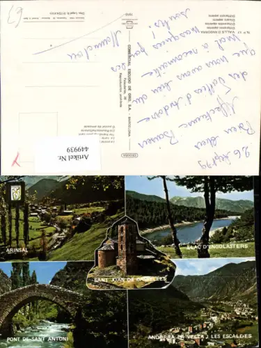 449939,Andorra Arinsal Les Escaldes Totale Kirche See Brücke Mehrbildkarte