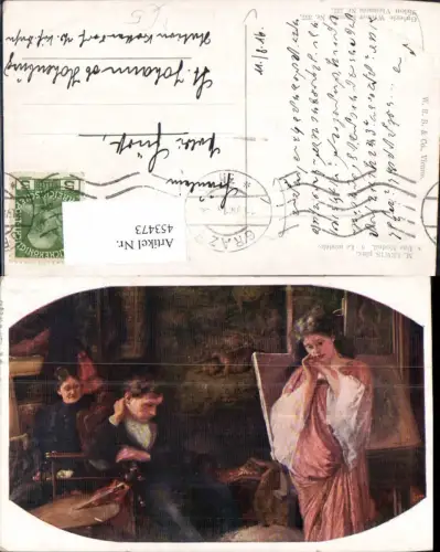453473,Künstler Ak M. Lewis Das Modell Maler Künstler