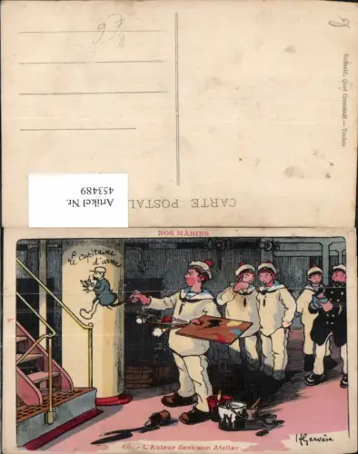 453489,Künstler Ak H. Gervere Nos Marins L Auteur dans son Atelier Matrosen Maler Künstler