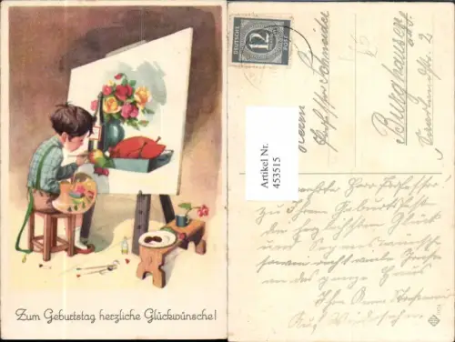 453515,Künstler Ak Bub Kind als Maler Künstler Humor Geburtstag