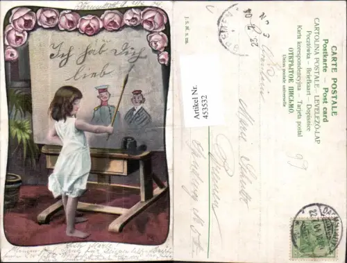 453532,Künstler Ak Mädchen Pinsel Tafel Maler Künstler