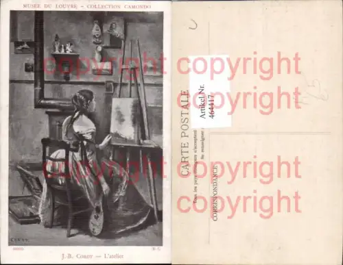 464417,Künstler Ak J. B. Corot L atelier Staffelei Mandoline Maler Künstler
