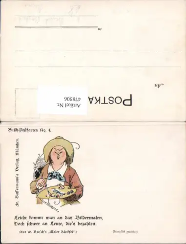 478506,Künstler Ak Maler Künstler Farbpalette Humor Text pub Busch Postkarten 4