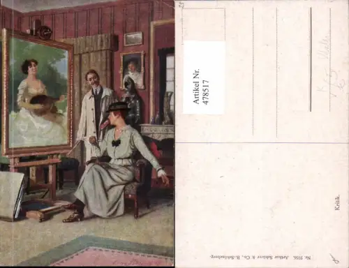 478517,Künstler Ak Kritik Maler Künstler Frau Leinwand pub Arthur Schürer Co 5956