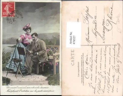 478527,Maler Künstler v. Staffelei Pinsel Frau