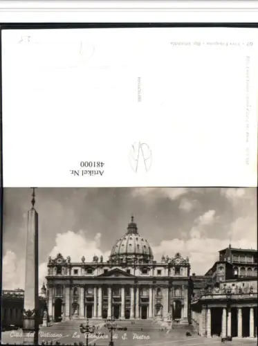 481000,Vatican Vatikan La Basilica di S. Pietro Petersdom Obelisk