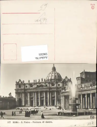 596501,Foto Ak Vatikan Rom Roma S. Pietro Petersdom Vaticano Brunnen pub NPG 522