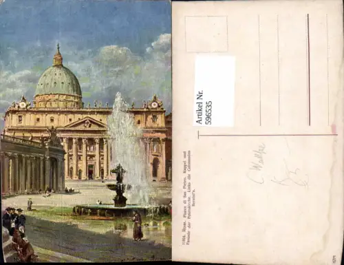 596535,Künstler Ak C. Wuttke Rom Roma Piazza di San Pietro Peterskirche Vatikan Italy