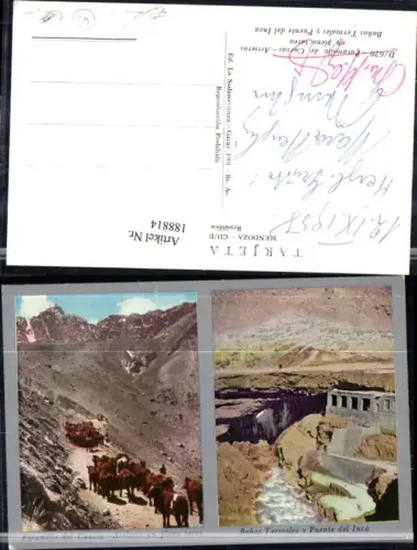 188814,Argentinien Paramillo del Cuevas Arrieros en plena tarea Banos Termales y Puente del Inca Mehrbildkarte