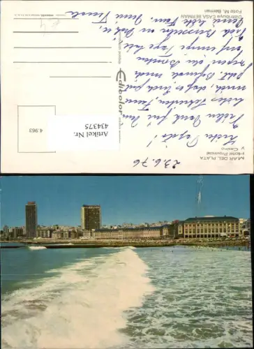 434375,Argentina Mar del Plata Hotel Provincial y Casino Teilansicht Welle