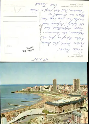 434378,Argentina Mar del Plata Vista aerea Teilansicht m. Strand