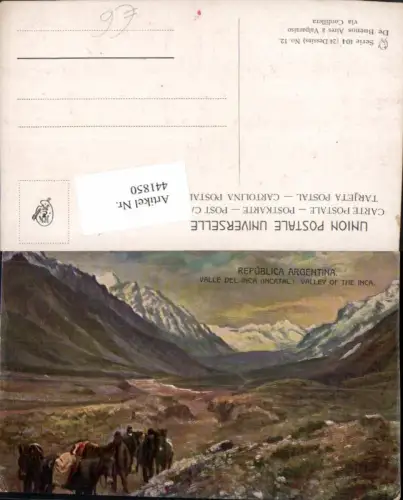 441850,Künstler AK Argentina Valle del Inca Incatal Bergkulisse