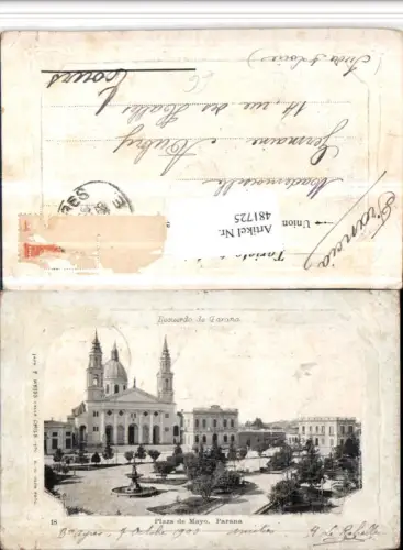 481725,Argentina Parana Plaza de Mayo Platz Kirche Brunnen