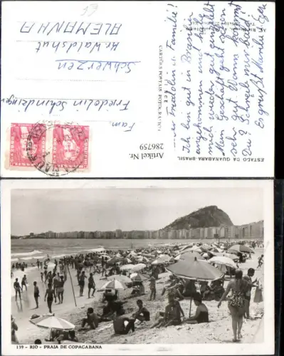 286759,Rio de Janeiro Praia de Copacabana Strand Strandleben Sonnenschirme