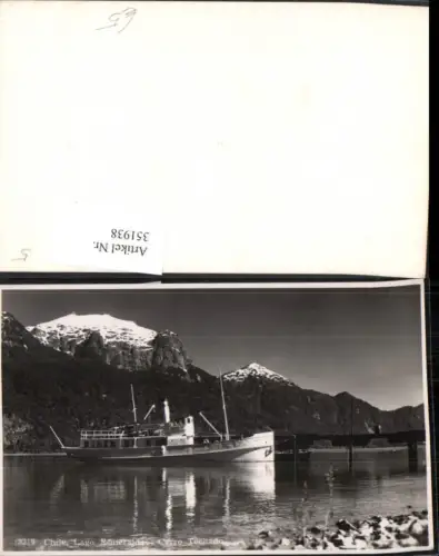 351938,Chile Lago Esmeralda Cerro Techado Dampfer Bergkulisse