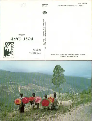 351929,Haiti Colorful flower vendors on Haitis rural roads Volkstypen Ziege