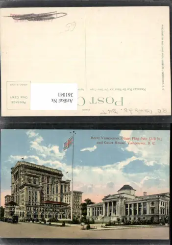 361041,Canada British Columbia Vancouver Hotel Giant Flag-Pole and Court House