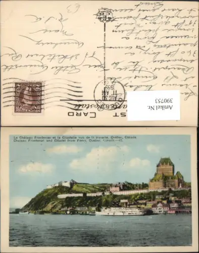 390753,Canada Quebec Chateau Frontenac and Citadel from Ferry Schloss Festung Schiff