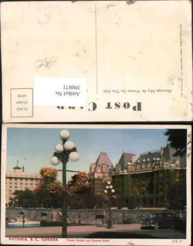 390871,Canada British Columbia Victoria Flower Baskets and Empress Hotel