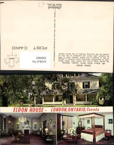 390909,Canada Ontario London Ridout Street North Eldon House Mehrbildkarte
