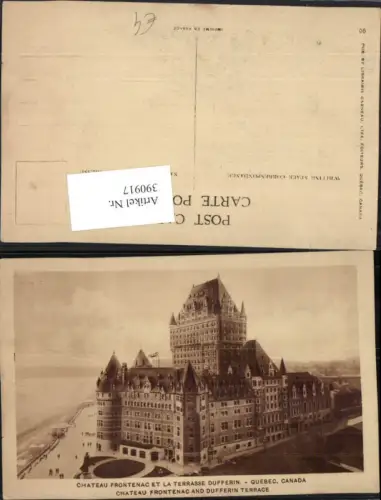 390917,Canada Quebec Chateau Frontenac and Dufferin Terrace Schloss