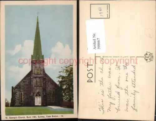 398667,Nova Scotia Cape Breton Sydney St. Georges Church Kirche