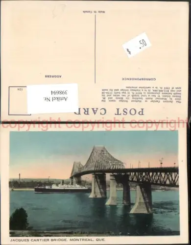 398694,Quebec Montreal Jacques Cartier Bridge Brücke Dampfer