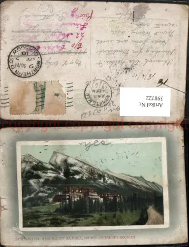 398722,Alberta Banff Hotel and Mount Rundle Bergkulisse Passepartout