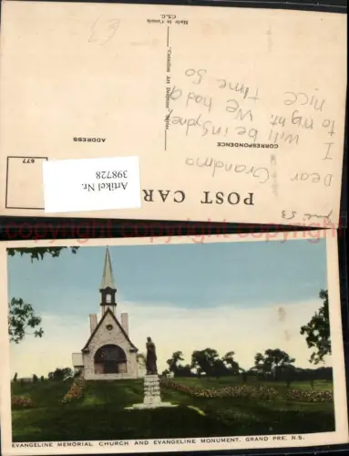 398728,Nova Scotia Grand Pre Evangeline Memorial Church and Monument Kirche
