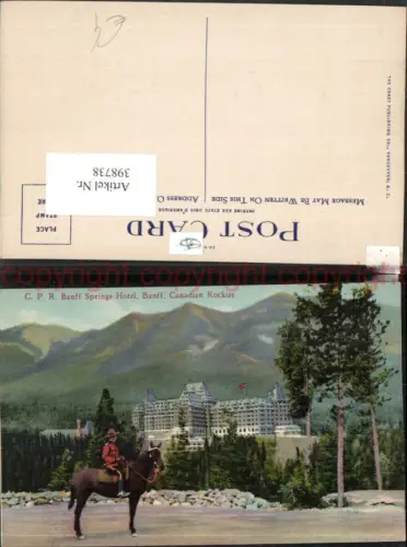 398738,Alberta Banff Springs Hotel Mountie Polizist Pferd Bergkulisse