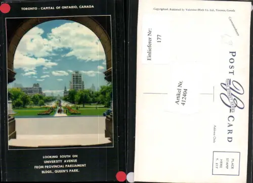 412404,Ontario Toronto University Avenue from Provincial Parliament