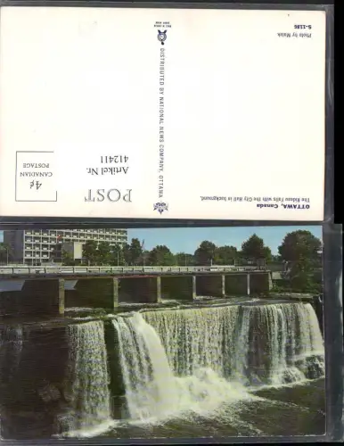 412411,Ontario Ottawa Rideau Falls with City Hall Wasserfall Brücke
