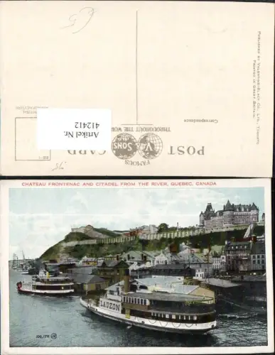 412412,Quebec Chateau Frontenac and Citadel from the River Schloss Dampfer Boote