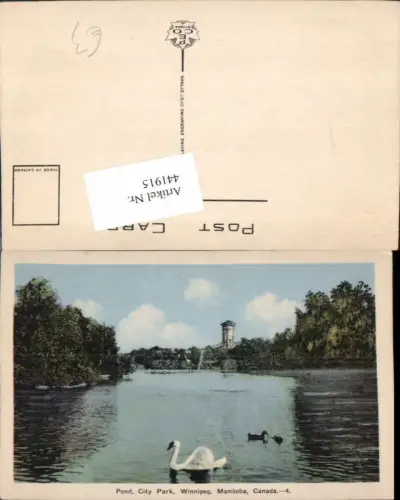441915,Manitoba Winnipeg City Park Pond Teich Schwan