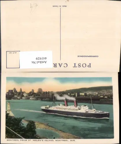 441929,Quebec Montreal from St. Helens Island Teilansicht Dampfer Schiff