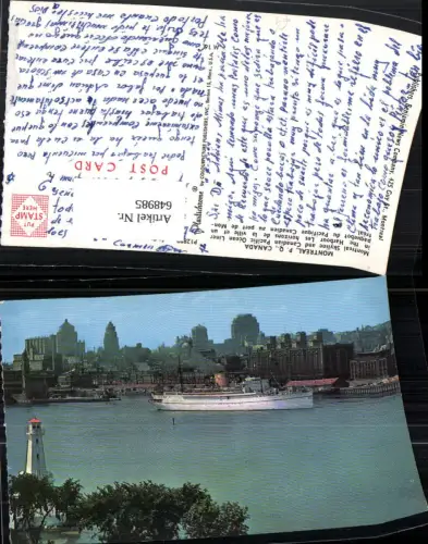 648985,Montreal Skyline and Candian Pacific Ocean Liner Schiff Dampfer Canada Kanada