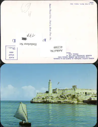 412309,Cuba Habana Havana Harbor Entrance and Morro Castle Festung Leuchtturm Segelboot