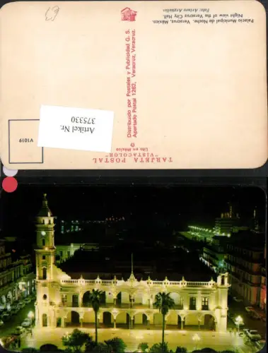 375330,Mexico Veracruz Palacio Municipal de Noche Rathaus b. Nacht