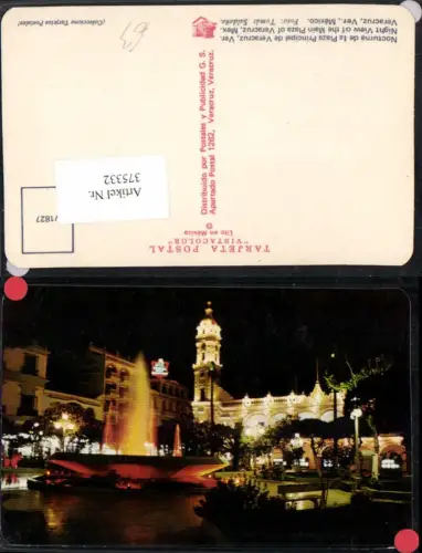 375332,Mexico Veracruz Nocturna de la Plaza Principal Brunnen Rathaus b. Nacht