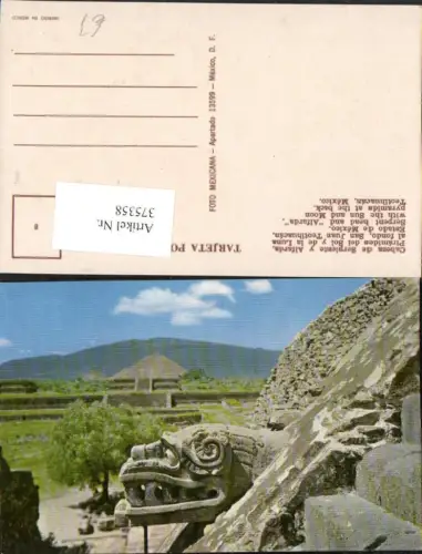 375358,Mexico Teotihuacan Cabeza de Serpiente y Alfarda Serpent head Pyramids Pyramide