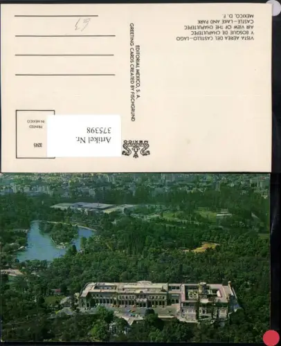 375398,Mexico City Vista Aerea del Castillo Lago y Bosque de Chapultepec Schloss