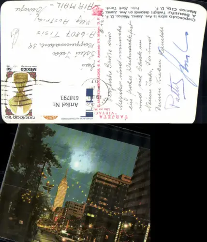 618793,Mexico City Crepusculo sobre la Ave. Juarez by night