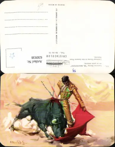 630938,Künstler Ak Lorenzo Garza El Magnifico en un pase natural Stier Stierkampf Mexico