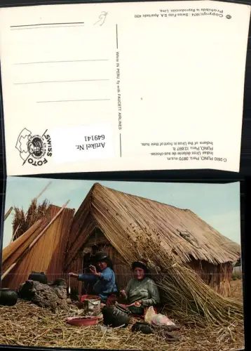 649141,Puno Peru Indias Uros delante de sus chozas Volkstypen
