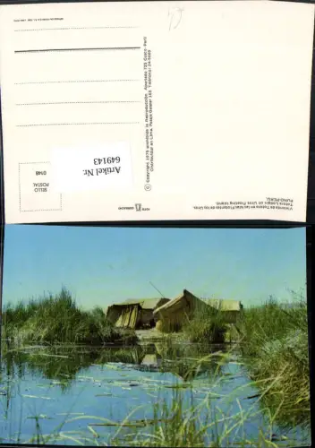 649143,Puno Peru Vivienda de Totora en las Islas Flotantes de los Uros Hausboot Hütten